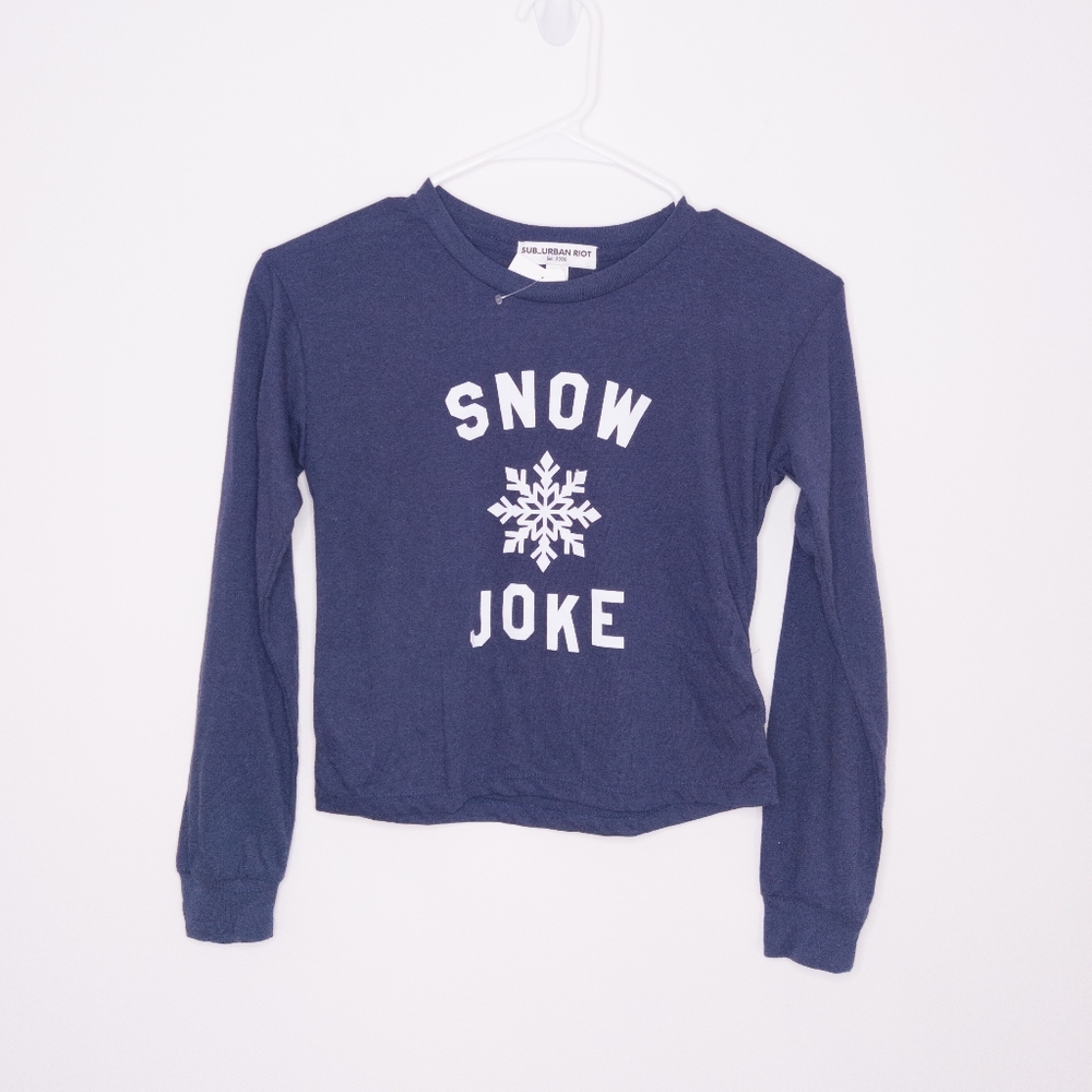 SUB_URBAN Riot Girls Long Sleeve Snow Joke Shirt Navy Blue Top Nordstrom